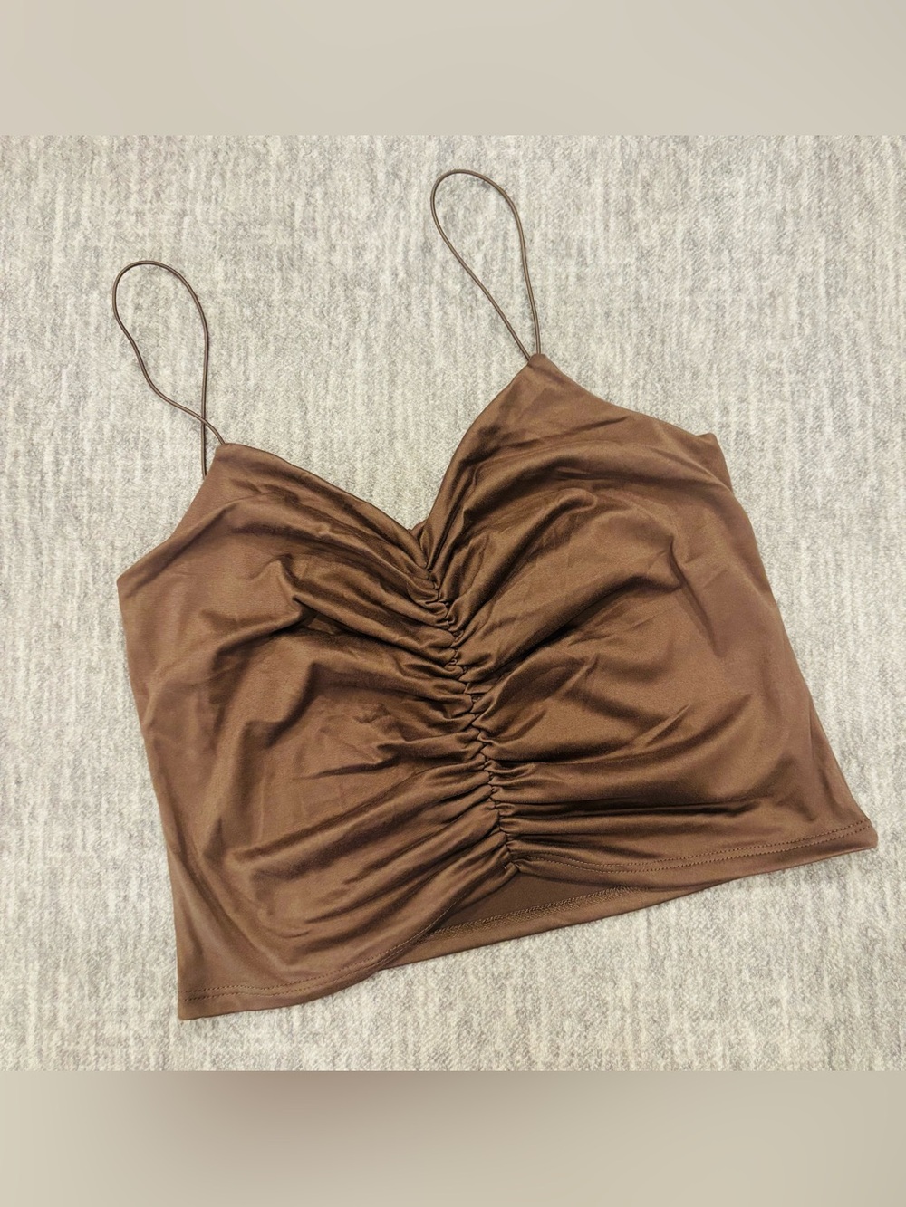 gaze Chocolate Brown Ruched Satin Cami